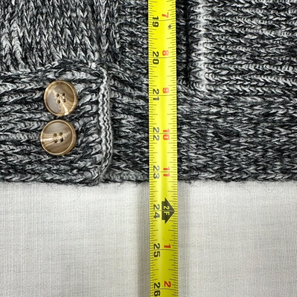 POL Clothing Chunky Knit Windowpane Cardigan Puff Sleeve Sweater Wool Blend S - Picture 13 of 13